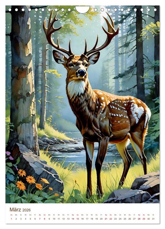 Produktbild: Heimische Wildtiere 2026 (Wandkalender 2026 DIN A4 hoch), CALVENDO Monatskalender
