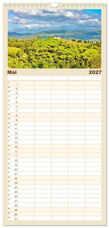 Produktbild: Familienplaner 2027 - Toskana - Etruskische K&uuml;ste mit 5 Spalten (Wandkalender, 21 x 45 cm) CALVENDO