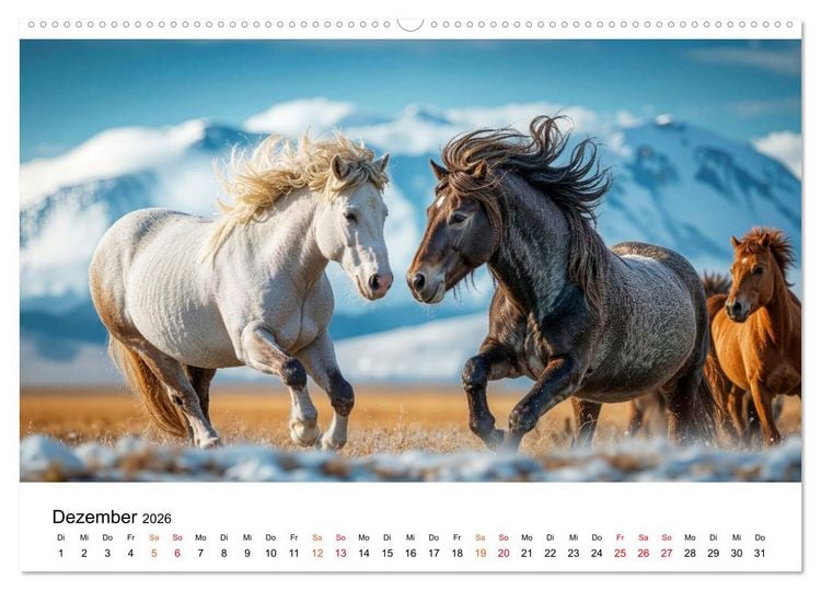 Produktbild: Islandpferde - Freiheit im Blick (hochwertiger Premium Wandkalender 2026 DIN A2 quer), Kunstdruck in Hochglanz