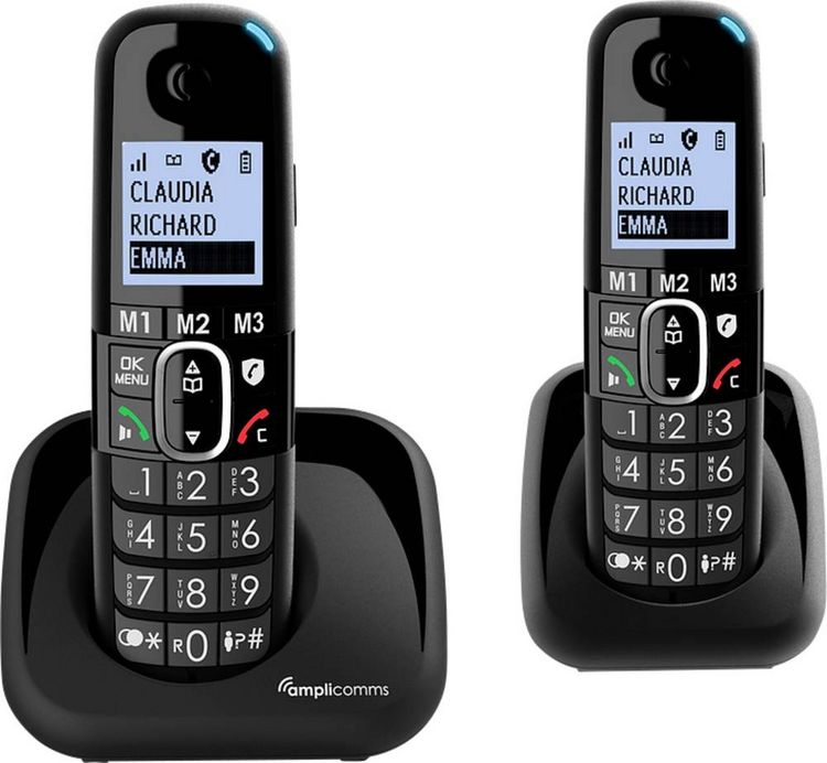 Produktbild: Amplicomms BigTel 1502 DECT-Mobilteil Freisprechen, f&uuml;r H&ouml;rger&auml;te kompatibel, Wahlwiederholung LED-Display Schwarz