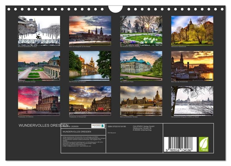 Produktbild: WUNDERVOLLES DRESDEN (Wandkalender 2026 DIN A4 quer), CALVENDO Monatskalender