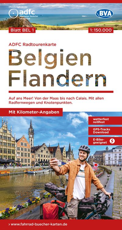 Produktbild: BVA ADFC Radtourenkarte Belgien Flandern, mit Knotenpunkten 1:150.000