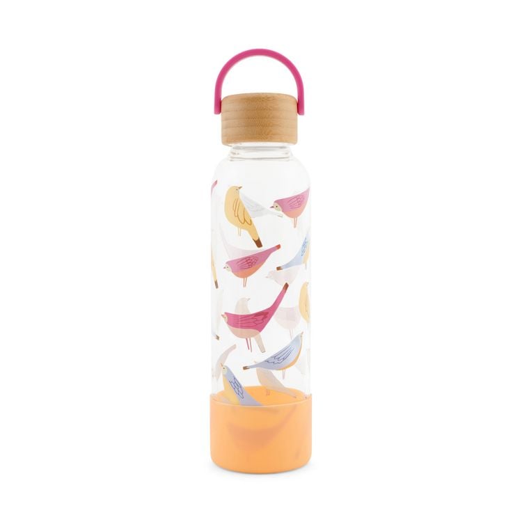 Produktbild: Trinkflasche aus Glas mit Silikoncover, "Yellow Canary"
