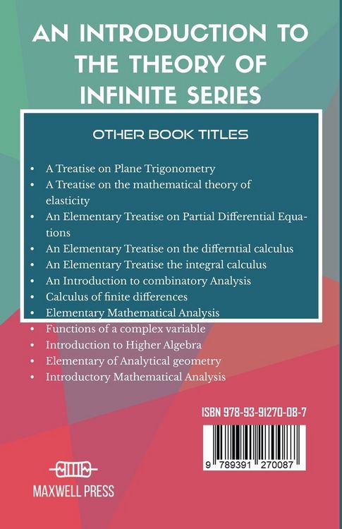 Produktbild: An Introduction To The Theory Of Infinite Series