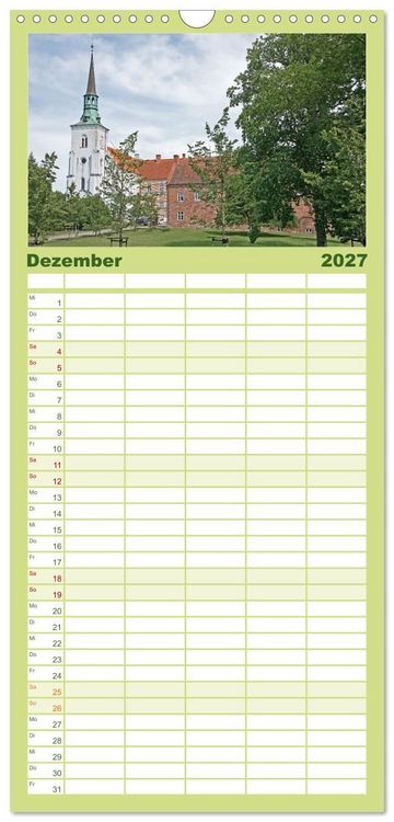 Produktbild: Familienplaner 2027 - Schl&ouml;sser in D&auml;nemark mit 5 Spalten (Wandkalender, 21 x 45 cm) CALVENDO