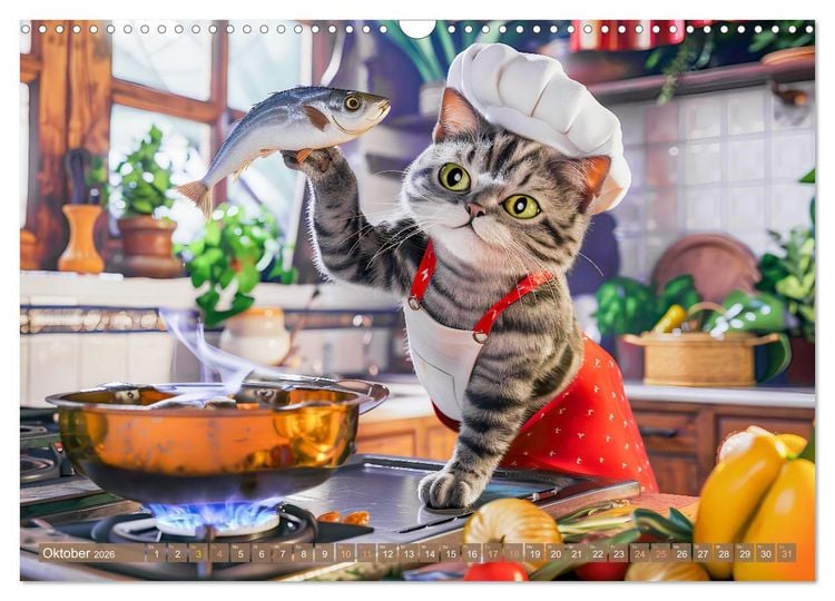 Produktbild: Katzen-Alltag - Ein witziges Jahr mit Kater Tommy (Wandkalender 2026 DIN A3 quer), CALVENDO Monatskalender