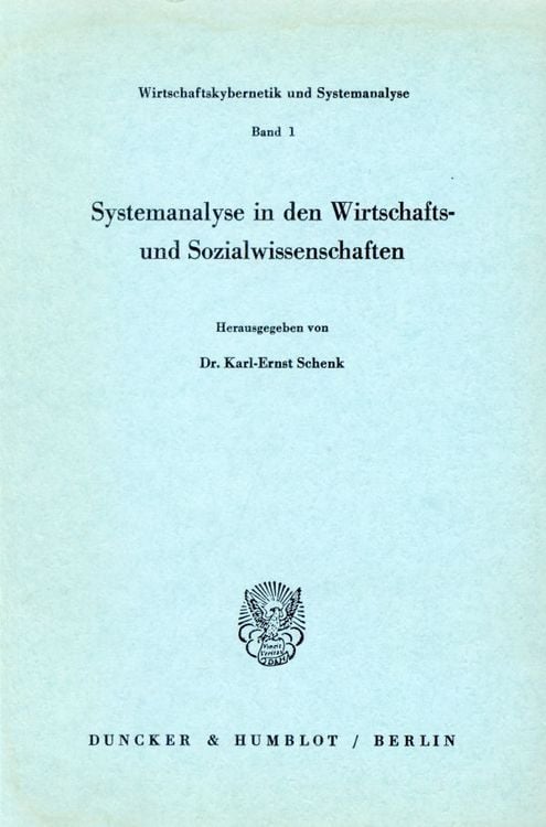 Produktbild: Systemanalyse in den Wirtschafts- und Sozialwissenschaften.