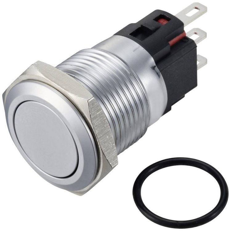 Produktbild: TRU COMPONENTS TC-12647492 Druckschalter 250 V/AC 3 A 1 x Aus/(Ein) IP65 rastend Edelstahl 1 St.
