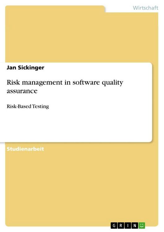 Produktbild: Risk management in software quality assurance