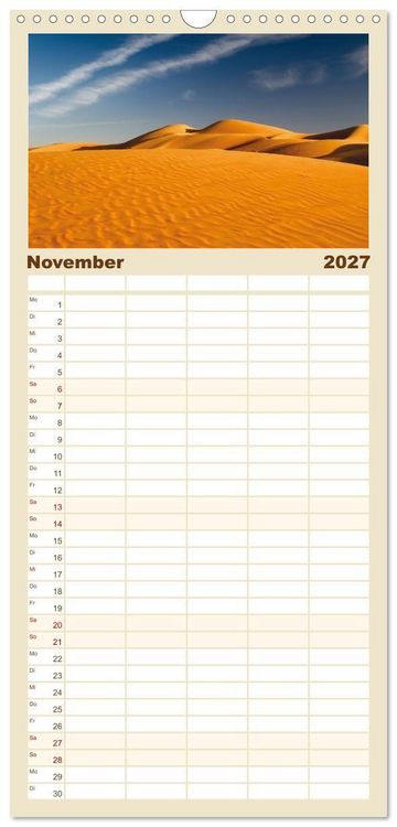 Produktbild: Familienplaner 2027 - Die D&uuml;nen in der W&uuml;ste von Abu Dhabi mit 5 Spalten (Wandkalender, 21 x 45 cm) CALVENDO