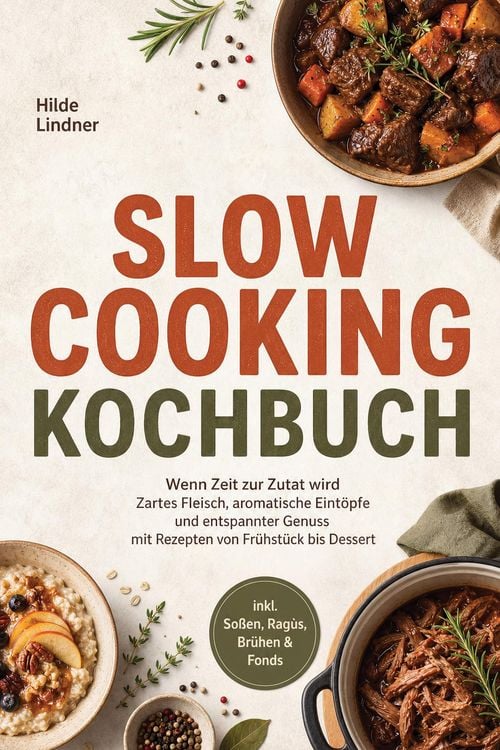 Produktbild: Slow Cooking Kochbuch: Wenn Zeit zur Zutat wird - Zartes Fleisch, aromatische Eint&ouml;pfe und entspannter Genuss mit Rezepten von Fr&uuml;hst&uuml;ck bis Dessert i