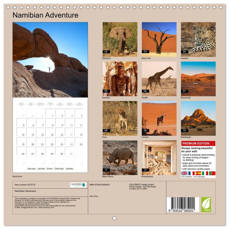 Produktbild: Namibian Adventure (Wall Calendar 2026 12 &times; 12 Inch) CALVENDO 12 Month Wall Calendar