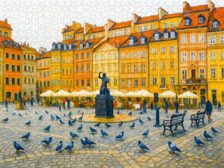 Produktbild: CALVENDO Puzzle Warschau in Farbe Kunstvolle Stadtansichten Marktplatz der Altstadt | 1000 Teile Lege-Gr&ouml;&szlig;e 64x48cm Foto-Puzzle f&uuml;r gl&uuml;ckliche Stunden