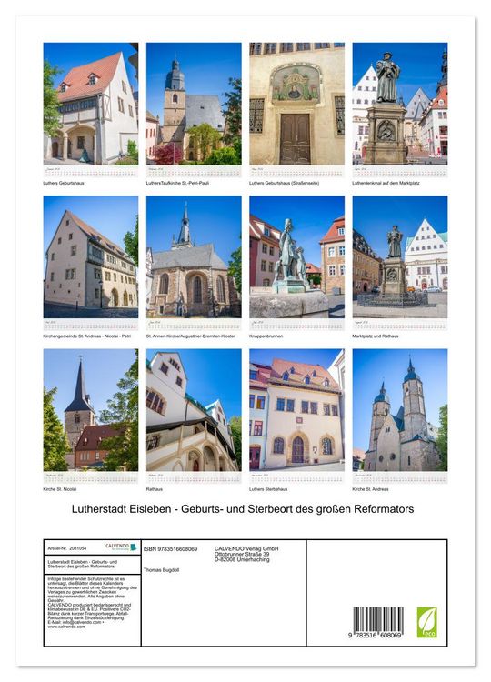 Produktbild: Lutherstadt Eisleben - Geburts- und Sterbeort des gro&szlig;en Reformators (Wandkalender 2026 DIN A3 hoch), CALVENDO Monatskalender