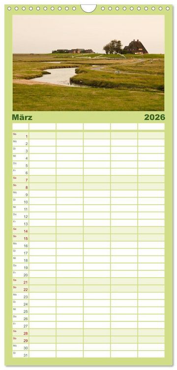 Produktbild: Familienplaner 2026 - Hallig Hooge - zwischen Himmel und Erde mit 5 Spalten (Wandkalender, 21 x 45 cm) CALVENDO