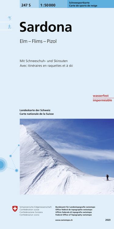 Produktbild: Swisstopo 1 : 50 000 Sardona Schneeschuh- und Skitourenkarte