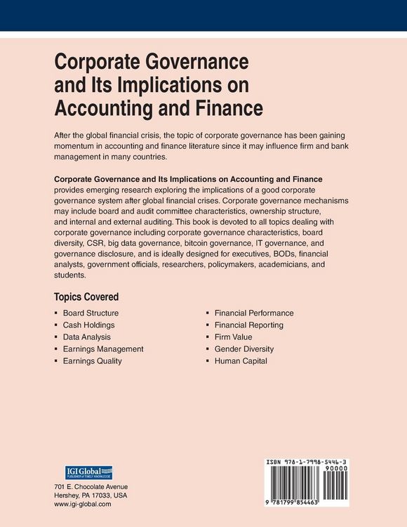 Produktbild: Corporate Governance and Its Implications on Accounting and Finance