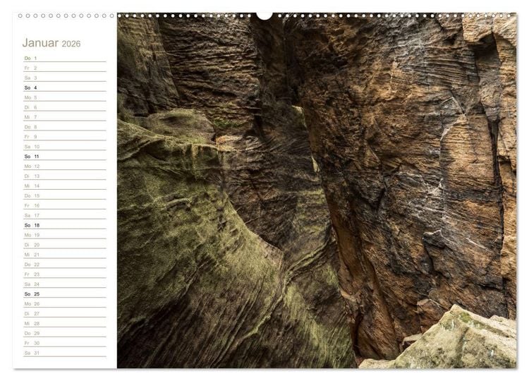 Produktbild: H&ouml;hlen, Grotten, Boofen - Elbsandstein (Wandkalender 2026 DIN A2 quer), CALVENDO Monatskalender