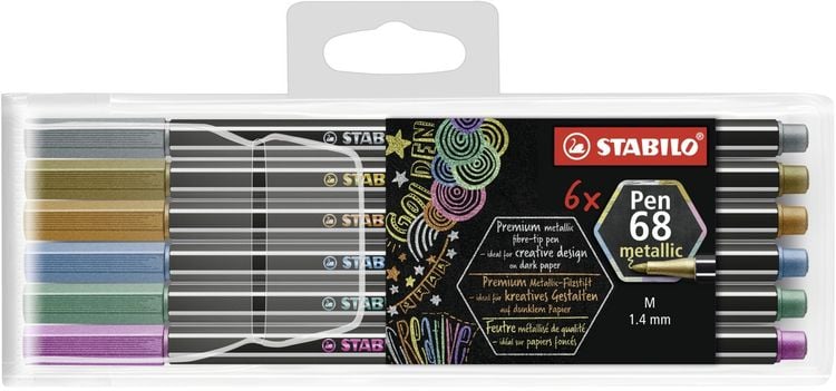 Produktbild: STABILO Premium Metallic-Filzstift -   Pen 68 metallic - 6er Pack - mit 6 verschiedenen Metallic-Farben