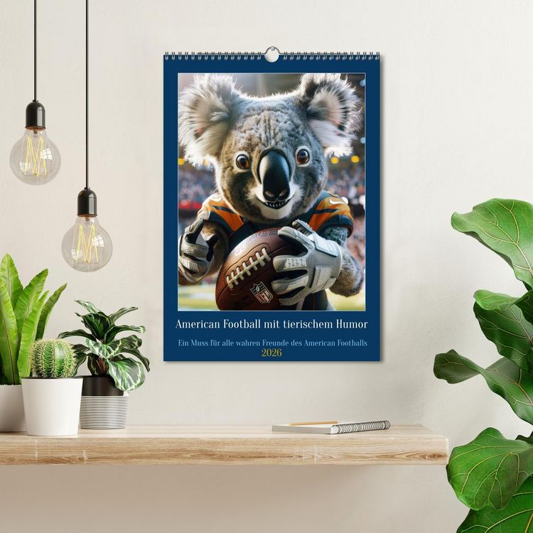 Produktbild: American Football mit tierischem Humor (Wandkalender 2026 DIN A3 hoch), CALVENDO Monatskalender