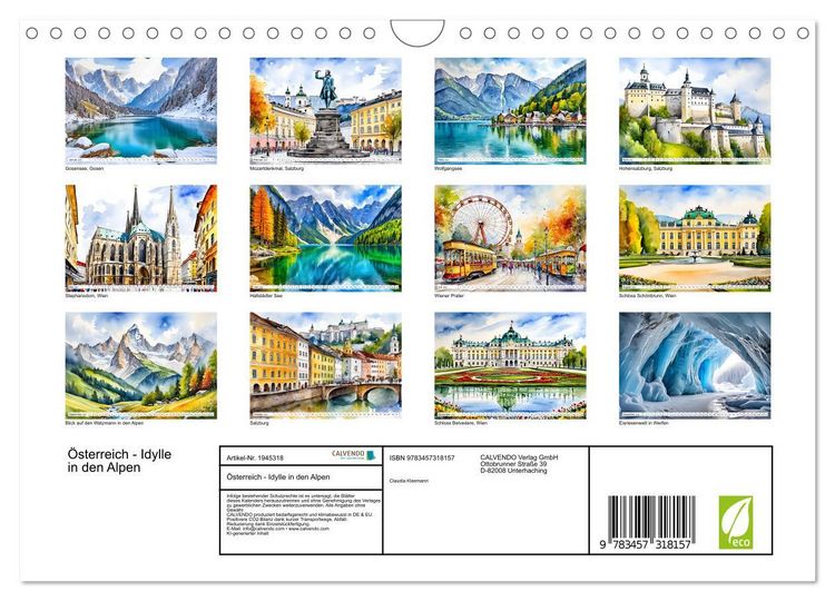 Produktbild: &Ouml;sterreich - Idylle in den Alpen (Wandkalender 2026 DIN A4 quer), CALVENDO Monatskalender
