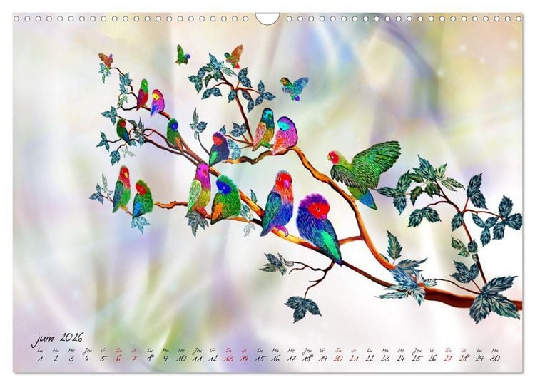 Produktbild: Dessins de perroquets (Calendrier mural 2026 DIN A3 vertical), CALVENDO calendrier mensuel