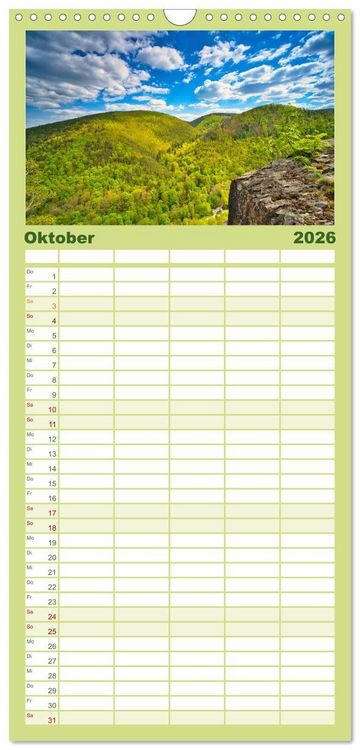 Produktbild: Familienplaner 2026 - Faszination Th&uuml;ringer Wald mit 5 Spalten (Wandkalender, 21 x 45 cm) CALVENDO