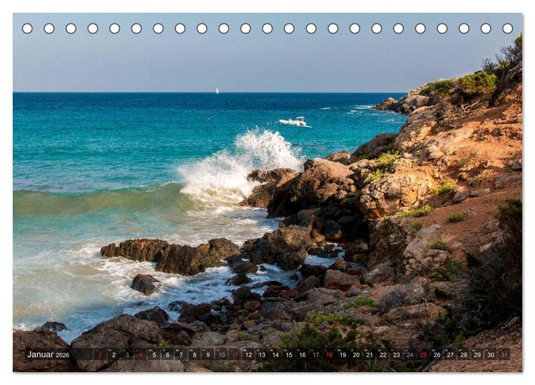 Produktbild: Ibiza K&uuml;ste, Buchten und Str&auml;nde (Tischkalender 2026 DIN A5 quer), CALVENDO Monatskalender