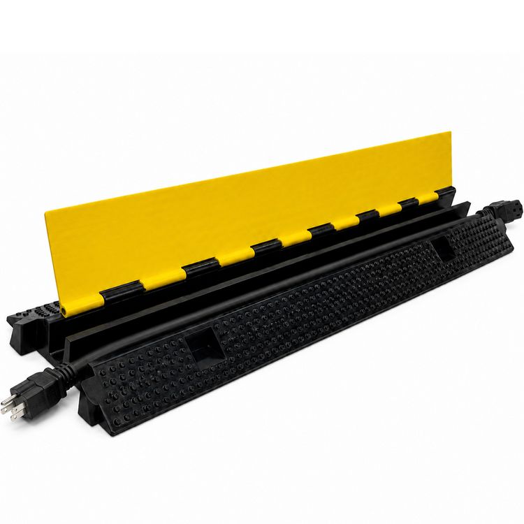 Produktbild: HTI-Living Kabelbr&uuml;cke mit 2 Kabelkan&auml;len &Uuml;berfahrschutz 96 cm Gelb Schwarz