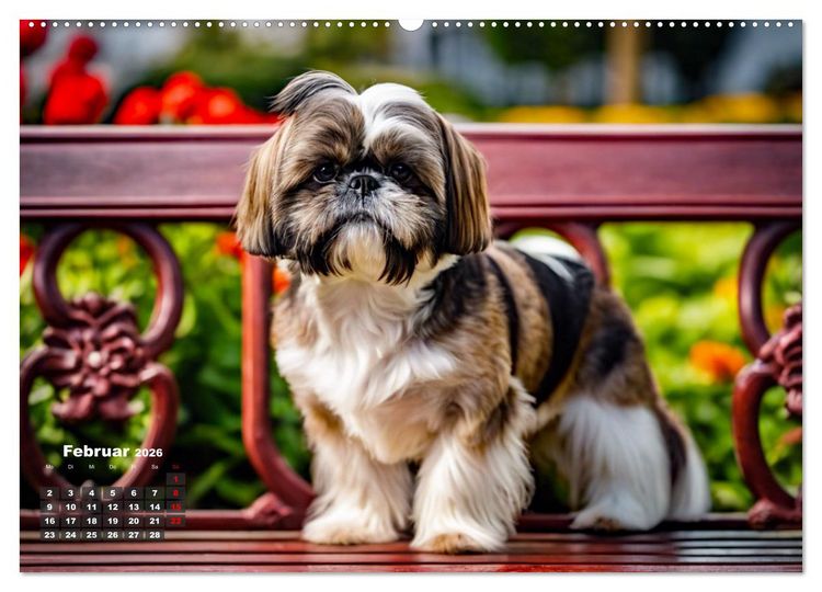Produktbild: Shih Tzu - der wuschelige Hund aus Tibet (hochwertiger Premium Wandkalender 2026 DIN A2 quer), Kunstdruck in Hochglanz