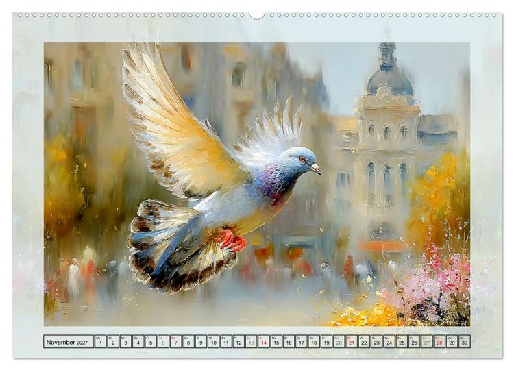 Produktbild: Tauben. Urbane Lebensk&uuml;nstler (hochwertiger Premium Wandkalender 2027 DIN A2 quer), Kunstdruck in Hochglanz