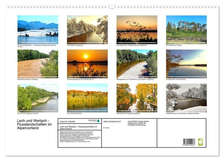 Produktbild: Lech und Wertach - Flusslandschaften im Alpenvorland (Wandkalender 2027 DIN A2 quer), CALVENDO Monatskalender