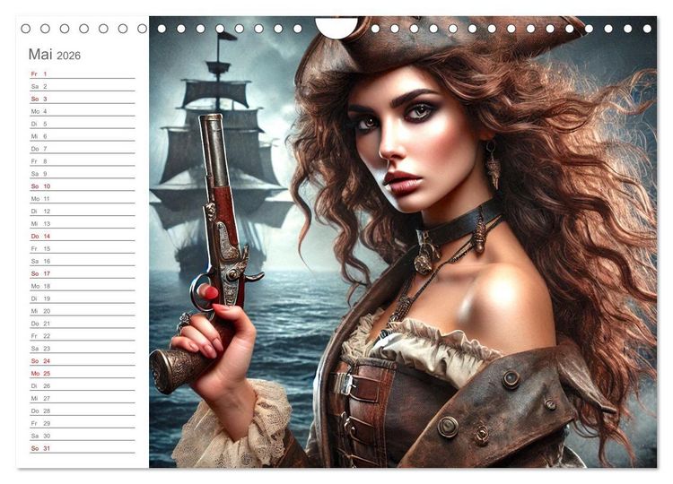 Produktbild: KI Piraten - Abenteuer der Seer&auml;uber auf hoher See (Wandkalender 2026 DIN A4 quer), CALVENDO Monatskalender