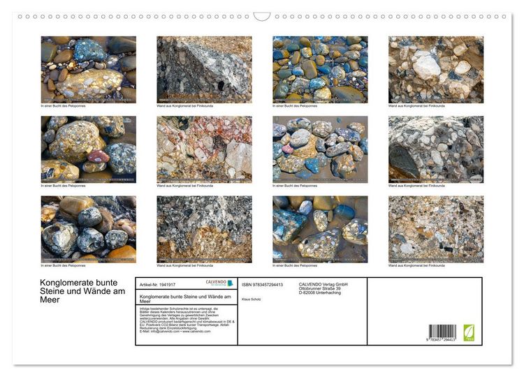 Produktbild: Konglomerate bunte Steine und W&auml;nde am Meer (Wandkalender 2026 DIN A2 quer), CALVENDO Monatskalender