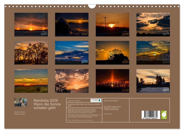 Produktbild: Manitoba 2026 Wenn die Sonne schlafen geht (Wandkalender 2026 DIN A3 quer), CALVENDO Monatskalender
