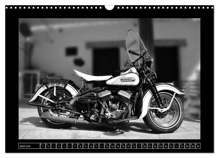 Produktbild: Harley Davidson WLA 750 in Schwarzweiss (Wandkalender 2026 DIN A3 quer), CALVENDO Monatskalender