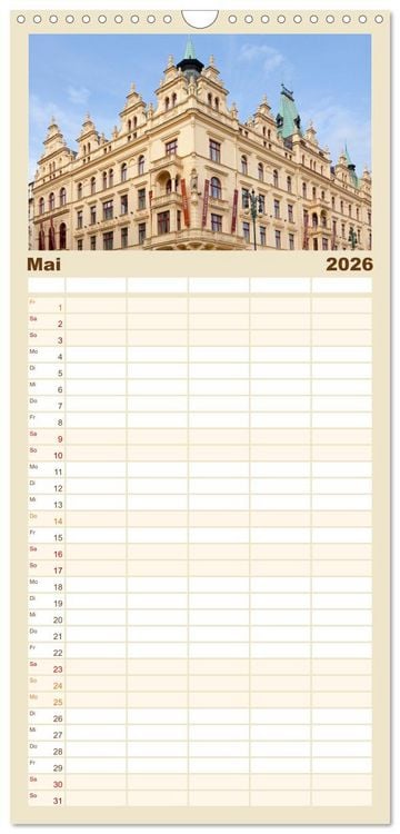 Produktbild: Familienplaner 2026 - Goldenes Prag mit 5 Spalten (Wandkalender, 21 x 45 cm) CALVENDO
