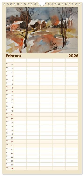 Produktbild: Familienplaner 2026 - Mit Aquarellen durch das Jahr mit 5 Spalten (Wandkalender, 21 x 45 cm) CALVENDO