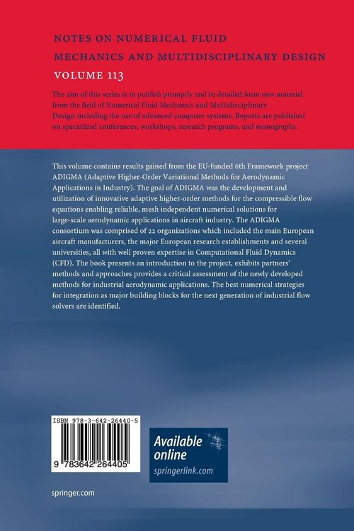 Produktbild: ADIGMA &ndash; A European Initiative on the Development of Adaptive Higher-Order Variational Methods for Aerospace Applications