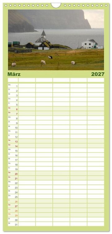 Produktbild: Familienplaner 2027 - F&Auml;R&Ouml;ER INSELN - Herbstlichter mit 5 Spalten (Wandkalender, 21 x 45 cm) CALVENDO