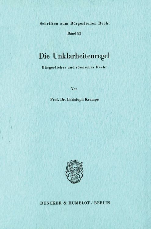 Produktbild: Die Unklarheitenregel.