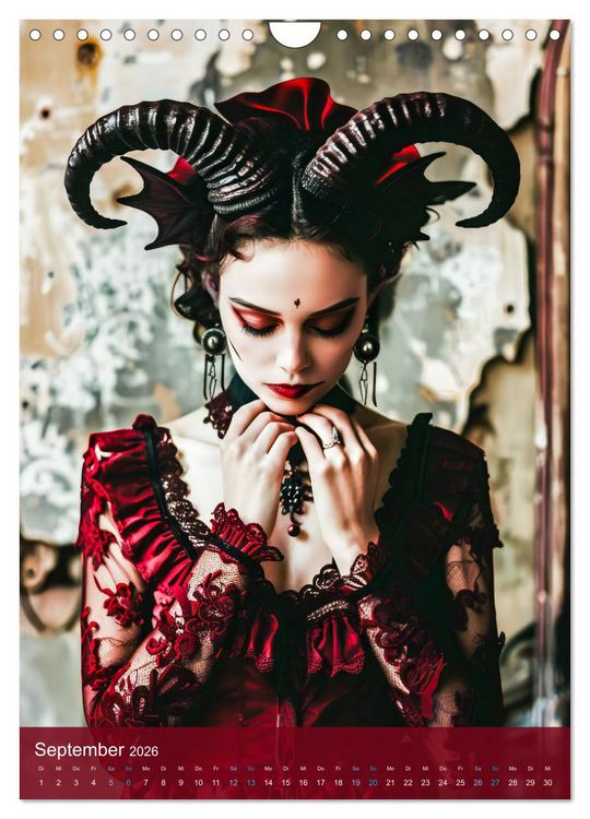 Produktbild: Teuflische Gothics - Gothic, Girls und H&ouml;rner (Wandkalender 2026 DIN A4 hoch), CALVENDO Monatskalender