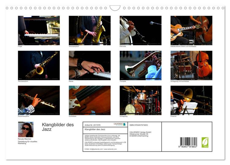 Produktbild: Klangbilder des Jazz (Wandkalender 2026 DIN A3 quer), CALVENDO Monatskalender