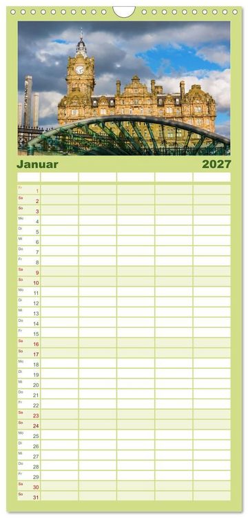 Produktbild: Familienplaner 2027 - Edinburgh - Impressionen aus der schottischen Hauptstadt mit 5 Spalten (Wandkalender, 21 x 45 cm) CALVENDO