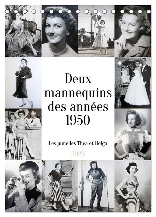 Produktbild: Deux mannequins des ann&eacute;es 1950 - Les jumelles Thea et Helga (Calendrier de bureau 2026 DIN A5 horizontal), CALVENDO calendrier mensuel