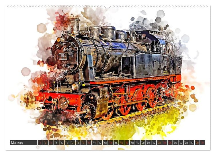 Produktbild: Beeindruckende Dampflokomotiven (Wandkalender 2026 DIN A2 quer), CALVENDO Monatskalender