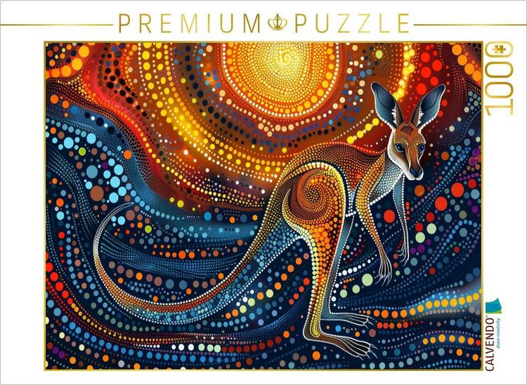 Produktbild: CALVENDO Puzzle Junges K&auml;nguru im Stil der Kunst der Aborigines | 1000 Teile Lege-Gr&ouml;&szlig;e 64x48cm Foto-Puzzle f&uuml;r gl&uuml;ckliche Stunden