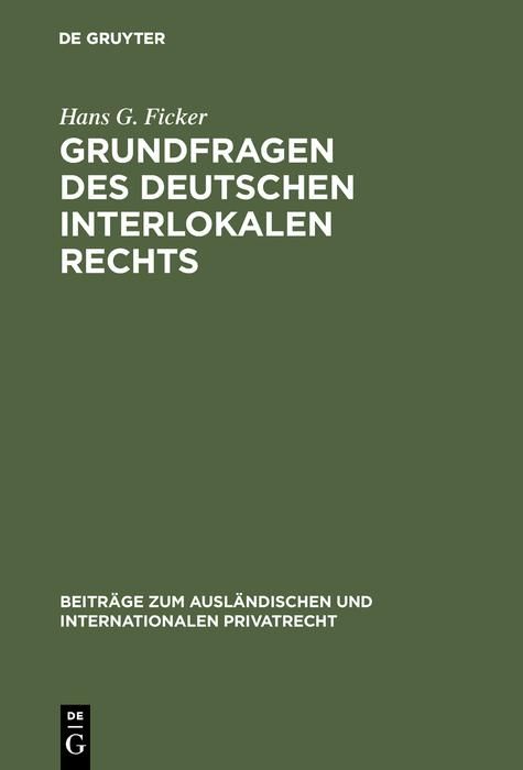 Produktbild: Grundfragen des deutschen interlokalen Rechts