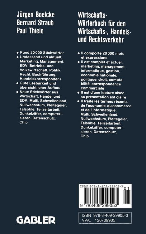 Produktbild: Wirtschaftsw&ouml;rterbuch / Dictionnaire &Eacute;conomique