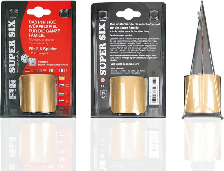 Produktbild: Piatnik 3002 - SUPER SIX Travel Alu, Gold, Premium, 5+&Oslash;5cm, Reisespiel